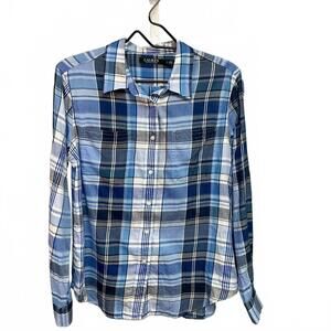 Lauren Ralph Lauren Heritage Blue Plaid Long Sleeve Button up women cotton shirt